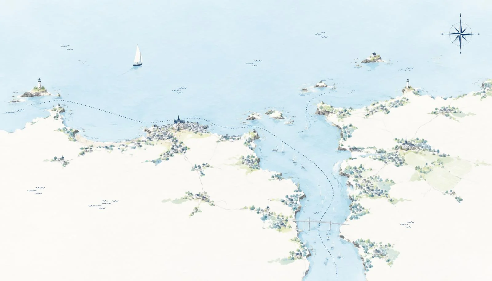 Carte illustrée de Dinard et de l'estuaire de la Rance